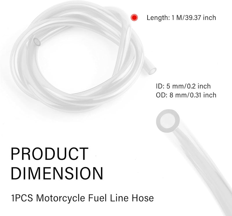 Figpade ID 5mm x OD 8mm Motorcycle Fuel Line Hose,Flexible Fuel Hose with Anti-aging PVC for Fuels Gas Transportation,Professional Gas Line Hoses for Motorcycle Petrol Diesel System (Transparent) - Image 2
